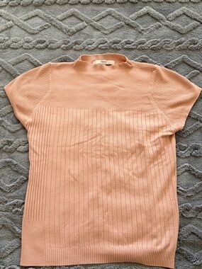 Next Peach Ribbed Short Sleeve Knit Top